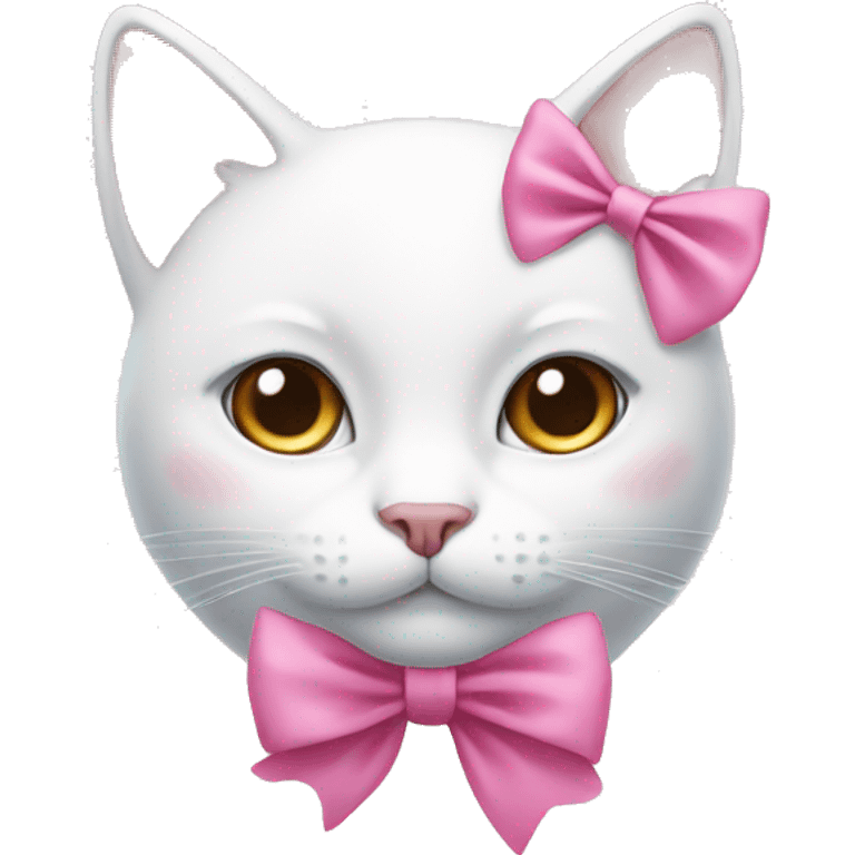 white cat face with a pink bow emoji