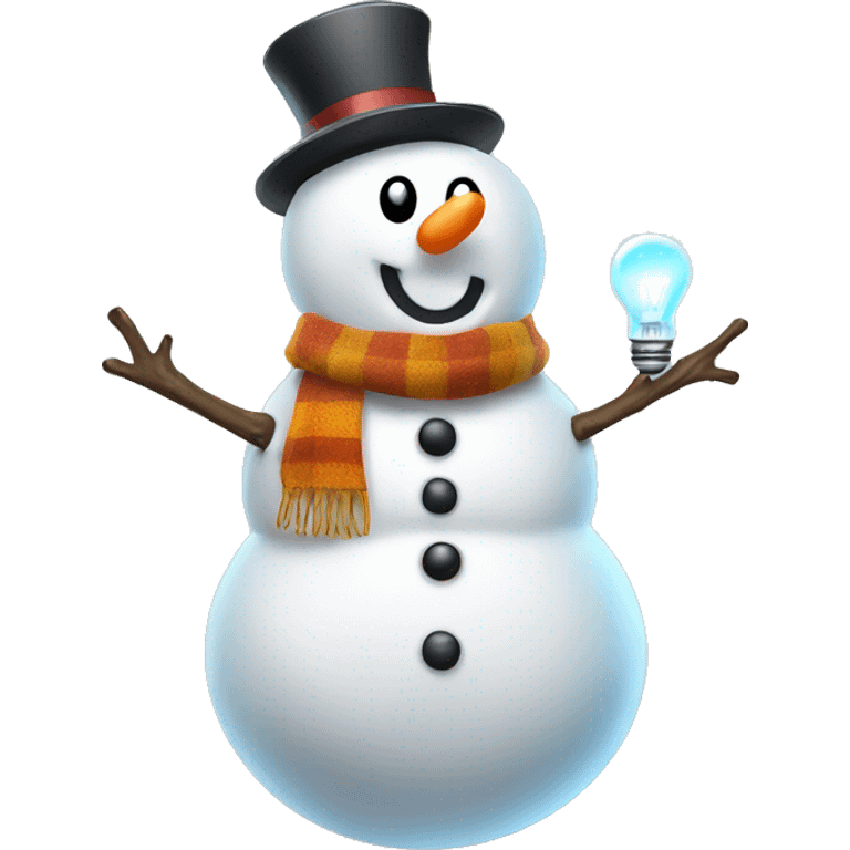 snowman with light bulb and vest emoji