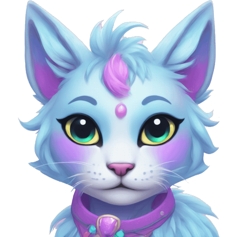 Kawaii bright fantasy ethereal anthro feline fursona animal creature emoji