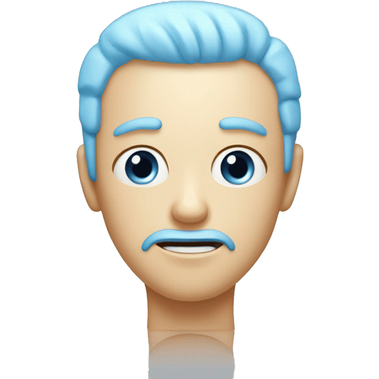 A face with small, open eyes, open frown, raised eyebrows, and a pale blue forehead, as if experiencing a cold flash. Samsung’s design shows upper teeth and tongue. exaggerated emoji