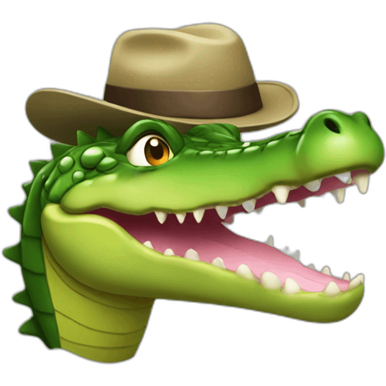 Crocodile with hat iOS emoji emoji