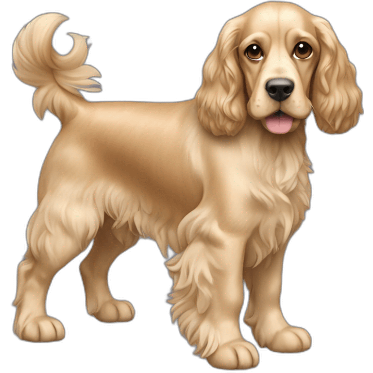 Dog-english-cocker-spaniel-full-body mujer rubia pelo corto emoji