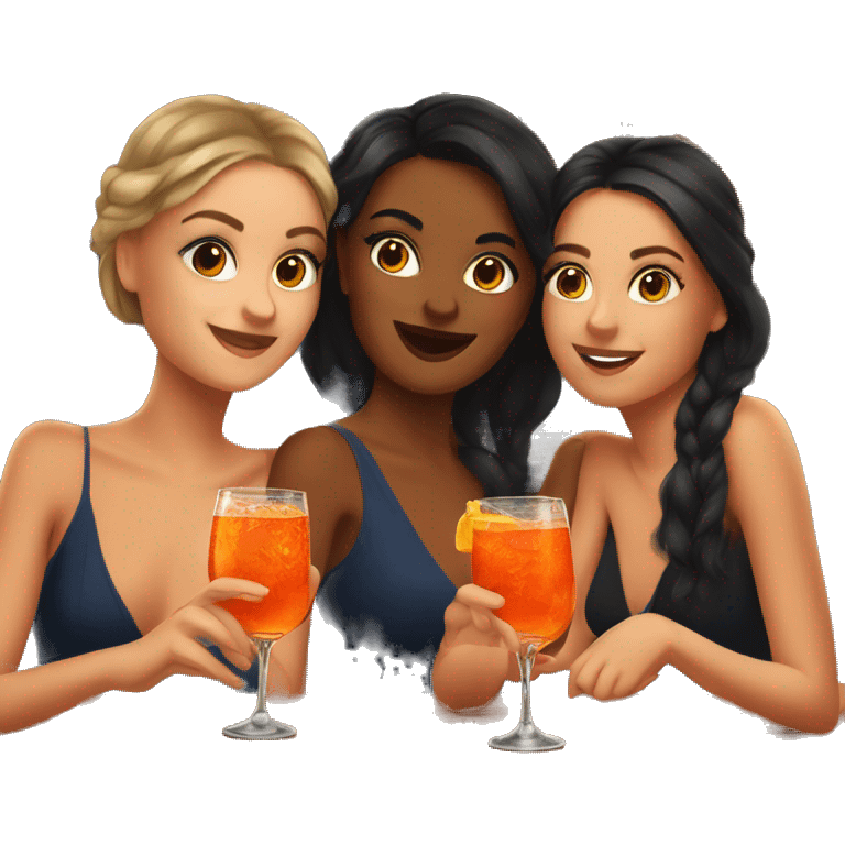 Three beautiful girls drinking aperol  emoji