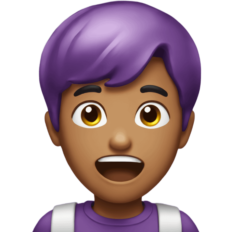 boy amazed with eggplant emoji