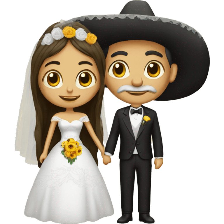 an old mexican grom and bride emoji