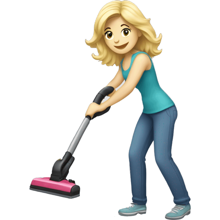 Blonde Caucasian woman vacuuming emoji