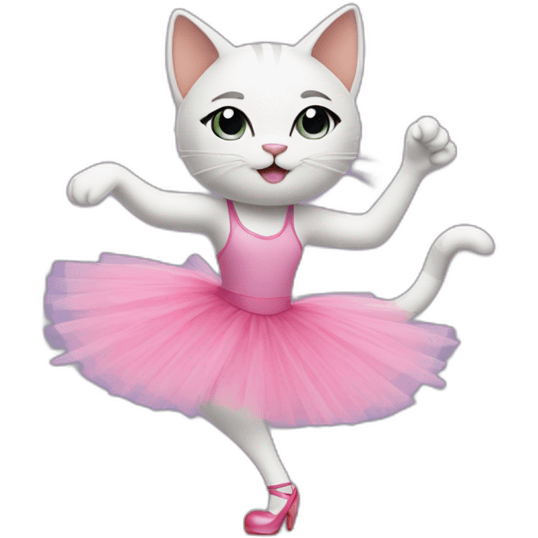 Cat dancing with point shoes, and a tutu emoji