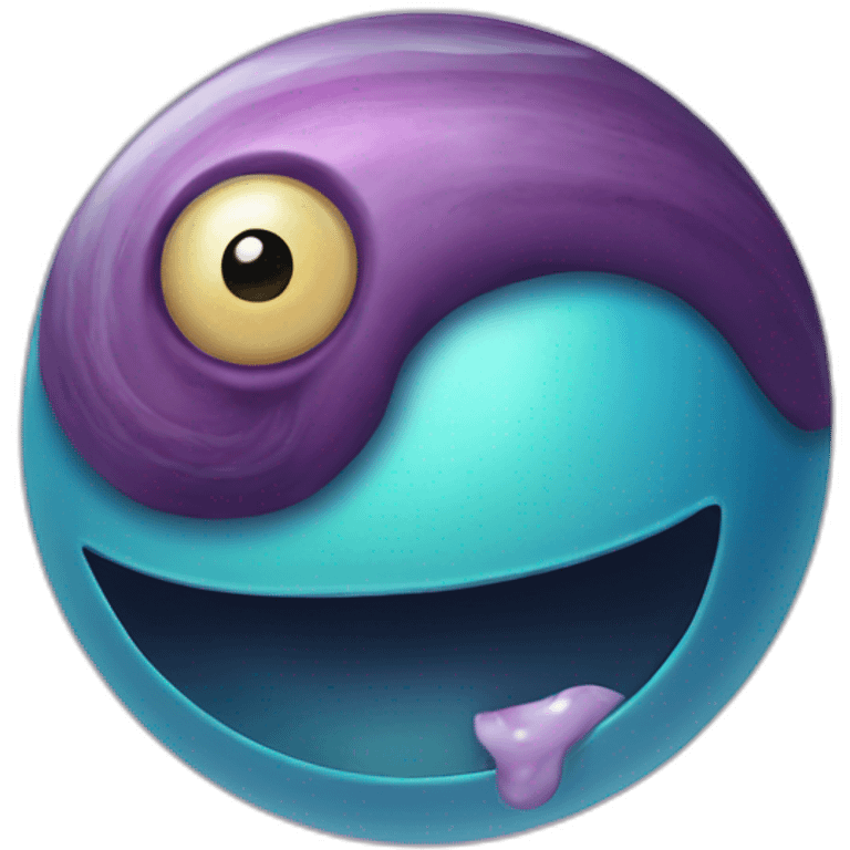 planet Mercury with a cartoon nauseated snail face emoji