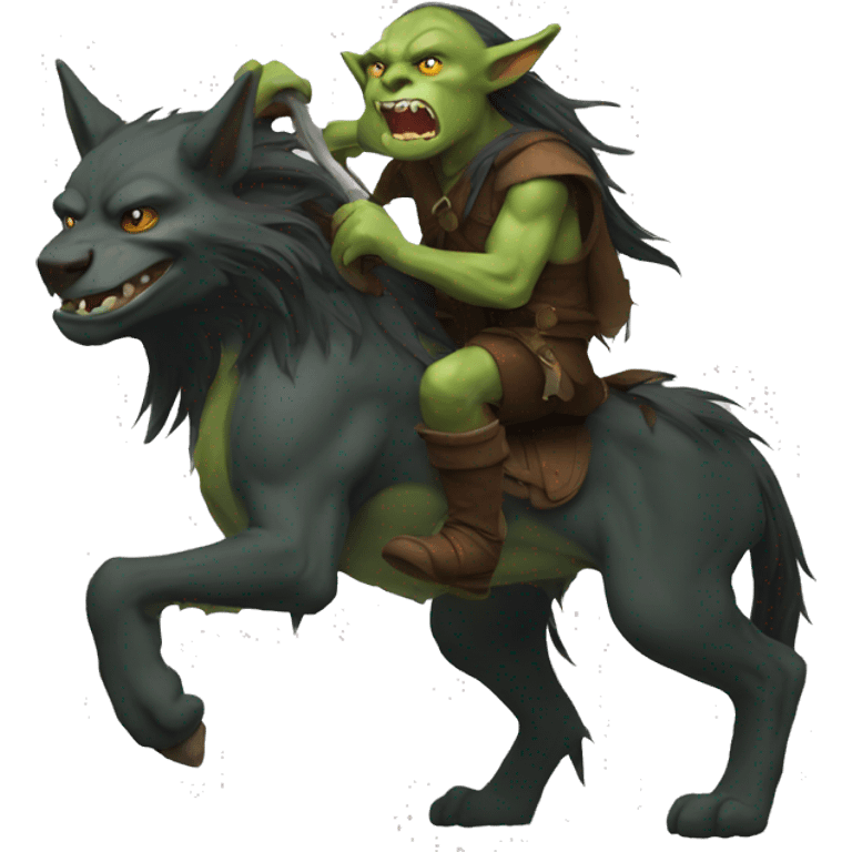 goblin with long hair riding a worg  emoji