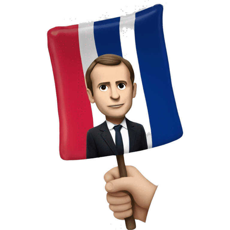 macron with a french flag in his hand emoji