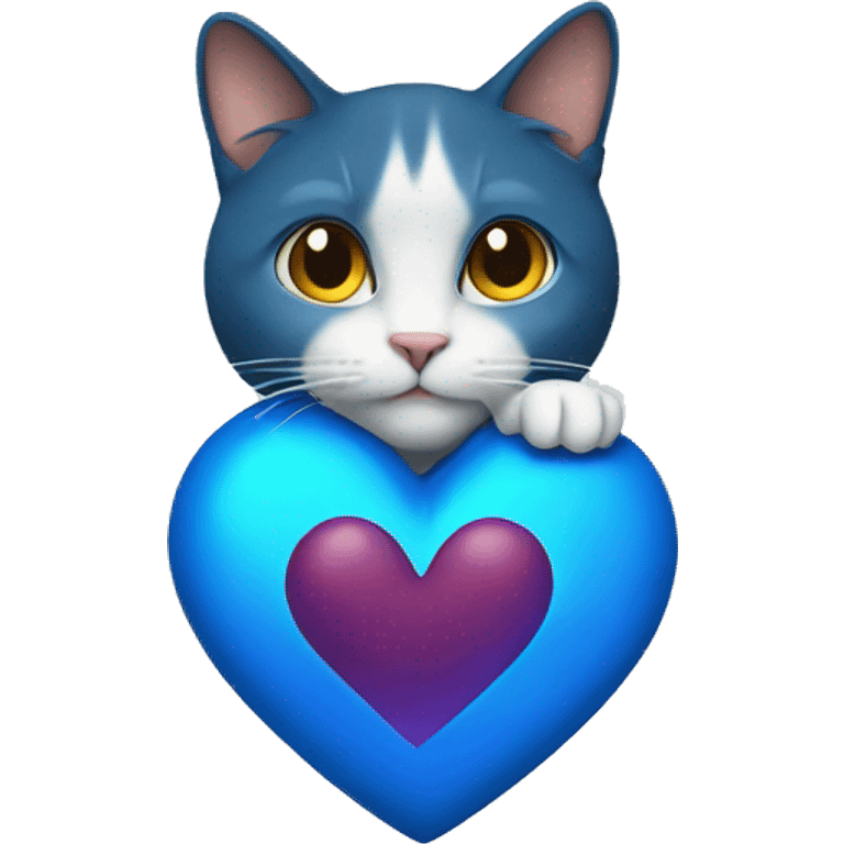 blue heart with cat emoji