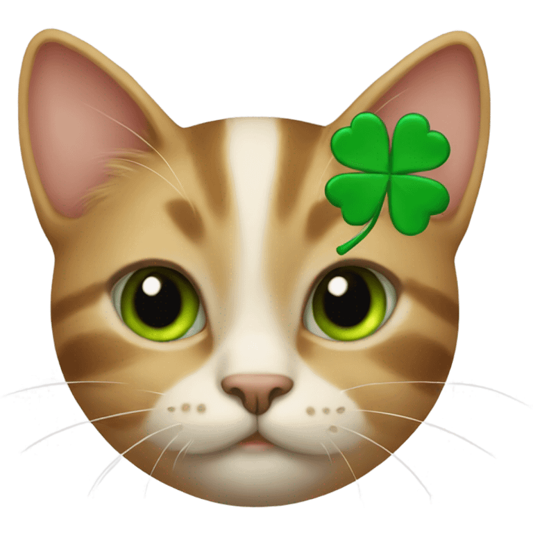 Cat with a four leaf clover emoji