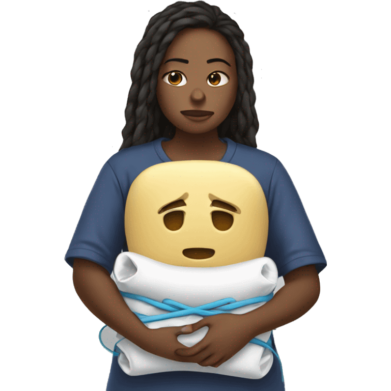 girl in pain holding heating pad with cord emoji