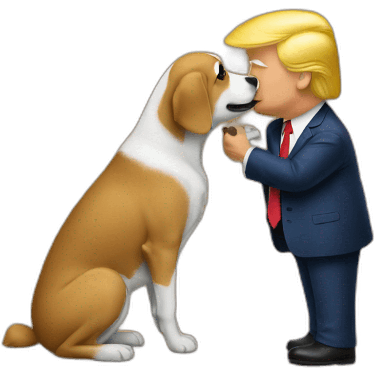 trump kissing a dog emoji