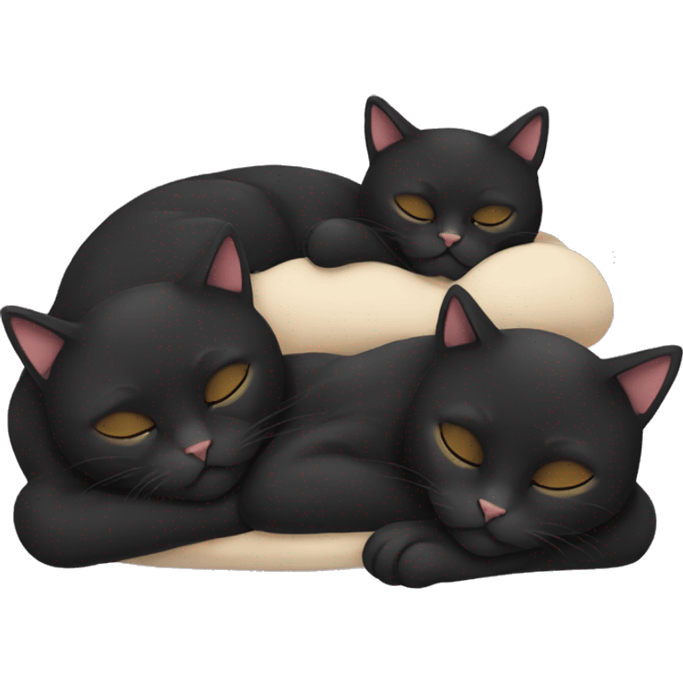 three black cats sleeping  emoji