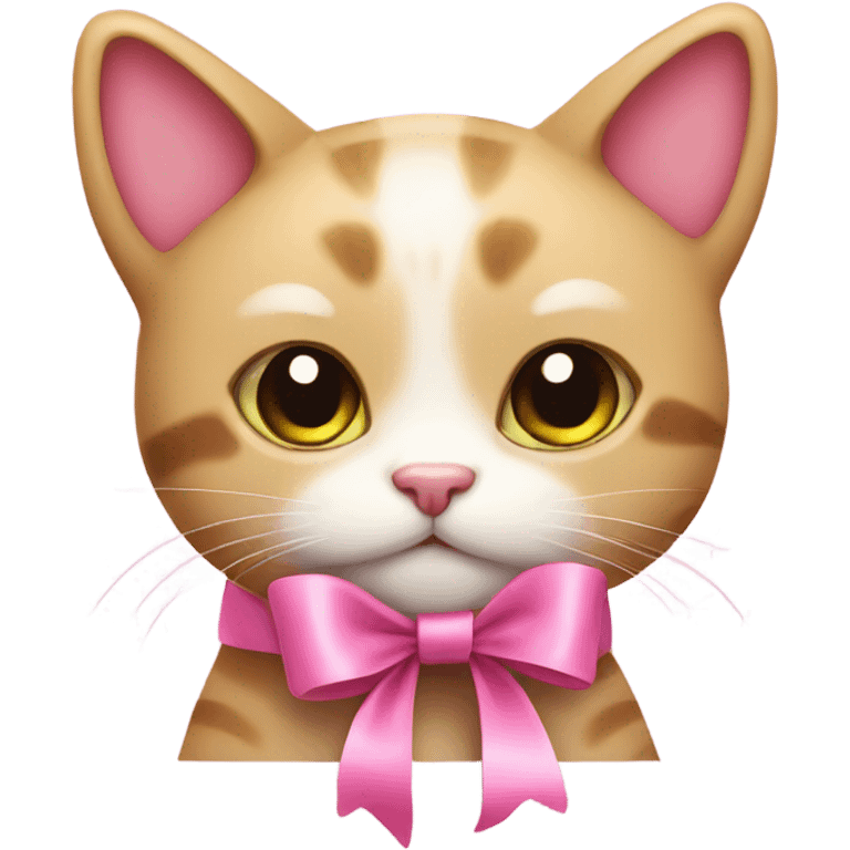 cute cat with pink ribbon emoji