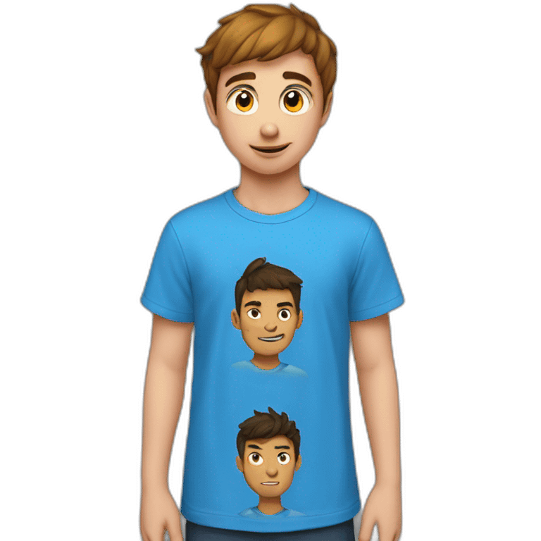 5 boys wearing blue t-shirts with "Fire flux" written on them emoji