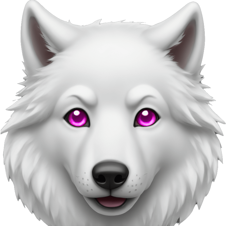 white wolf with dark pink eyes bells emoji