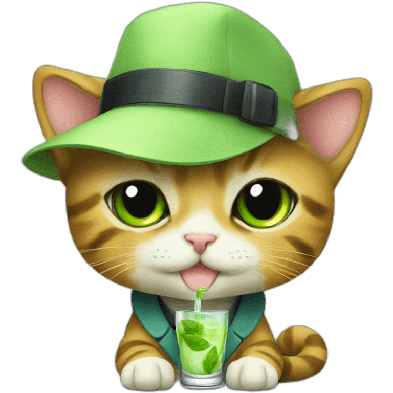 baby detective cat drinking mojito emoji