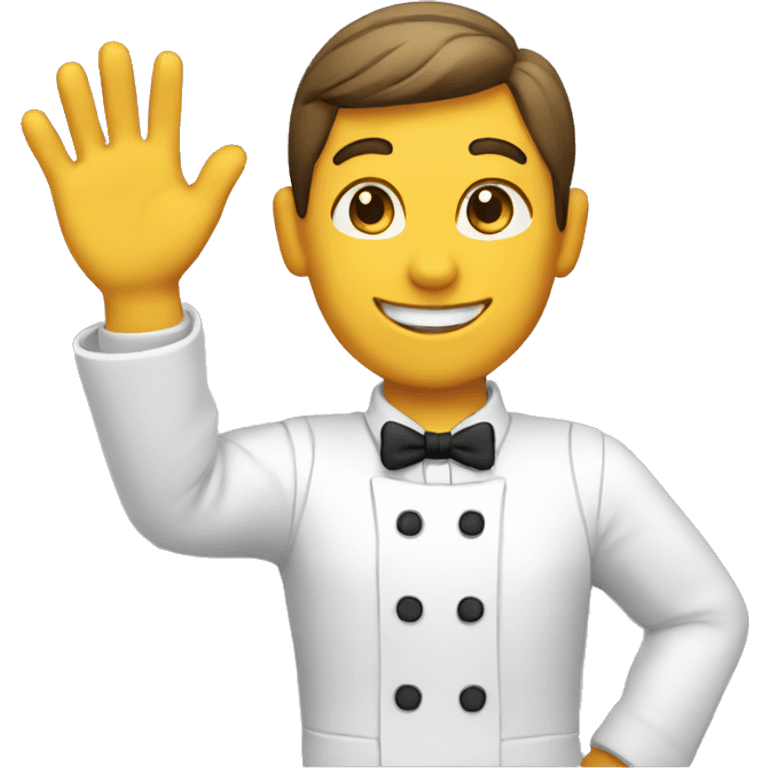 Waiter waves hello emoji