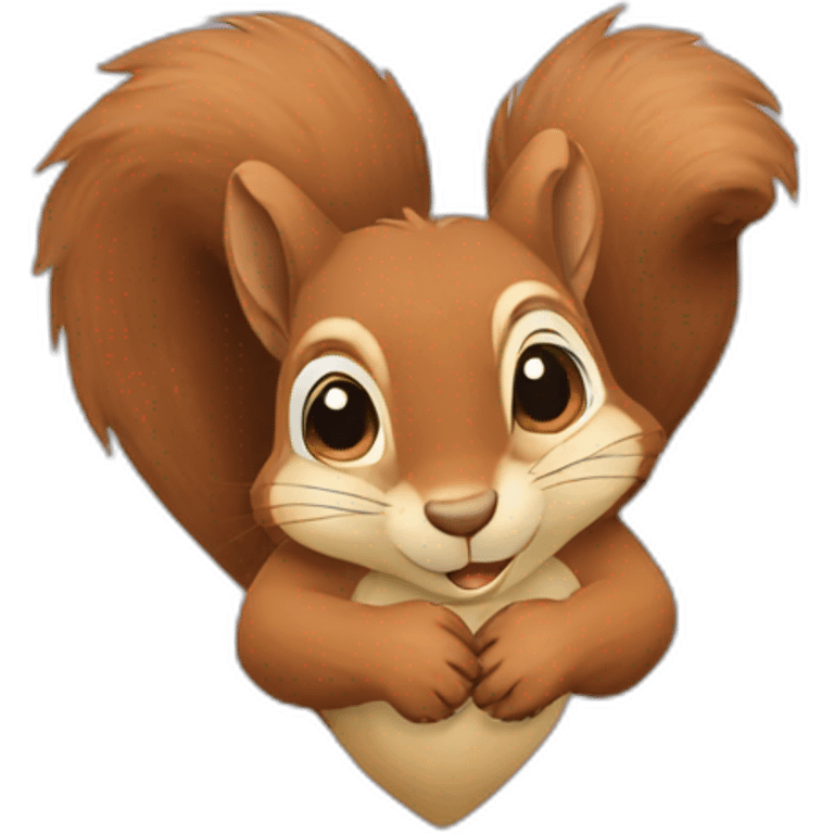 the squirrel folded its paws in the shape of a heart emoji