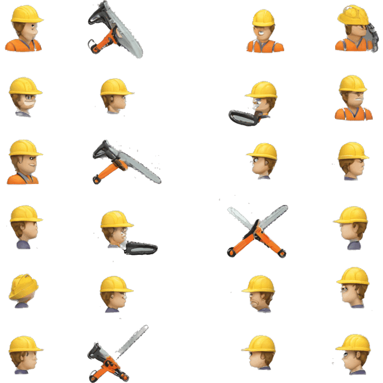 builder in a helmet with a chainsaw emoji