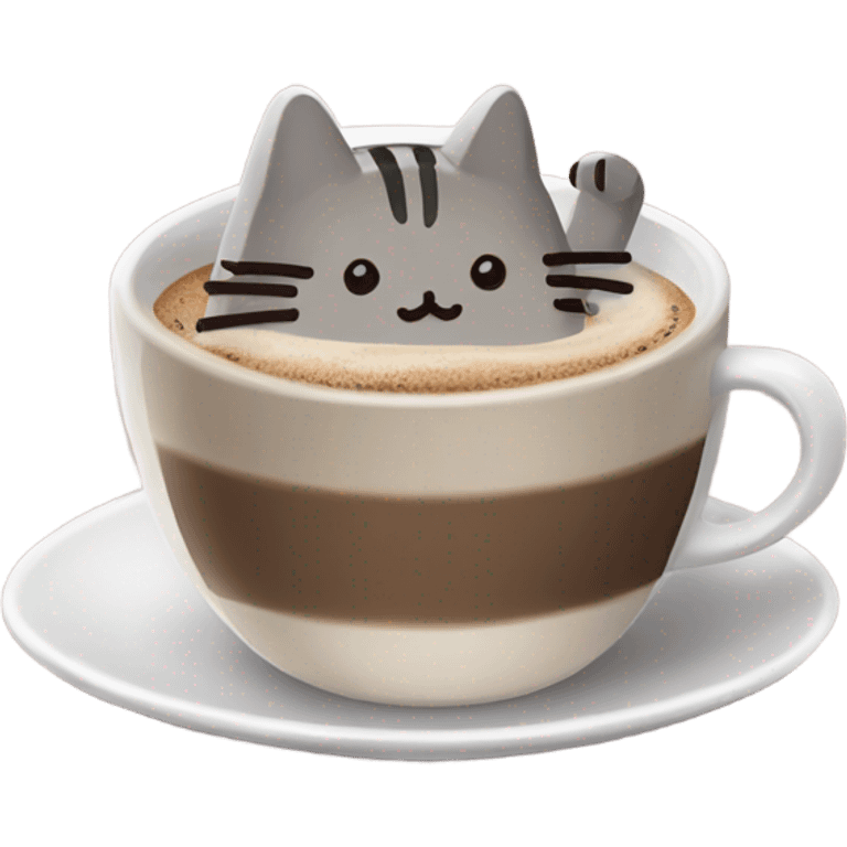 Pusheen with coffee emoji