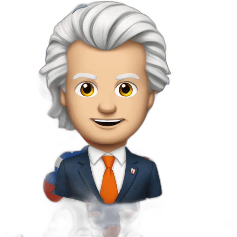 Geert wilders met rode stropdas met Nederlandse vlag emoji