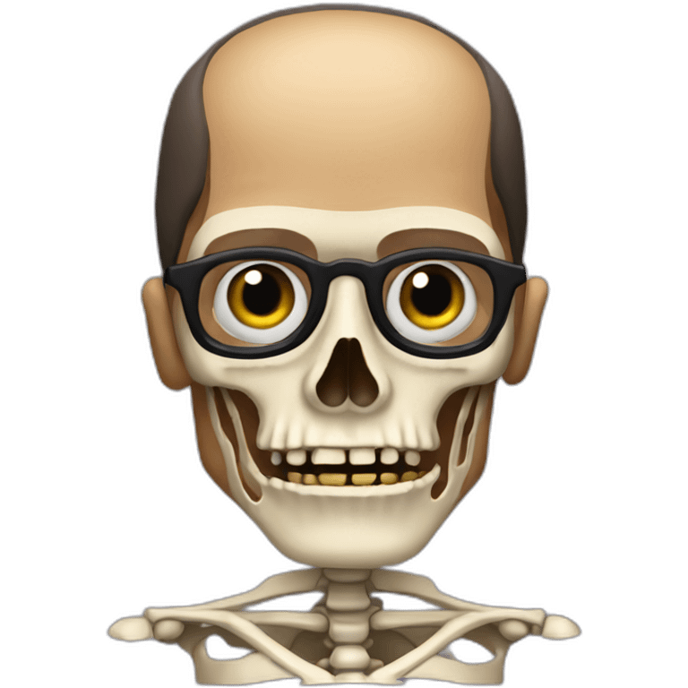 Gustavo Fring with half of his face normal and half of his face as a skeleton emoji