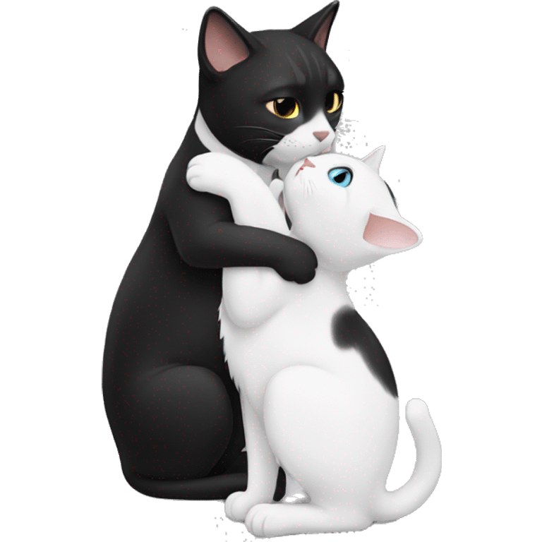 black and white cat kissing  emoji