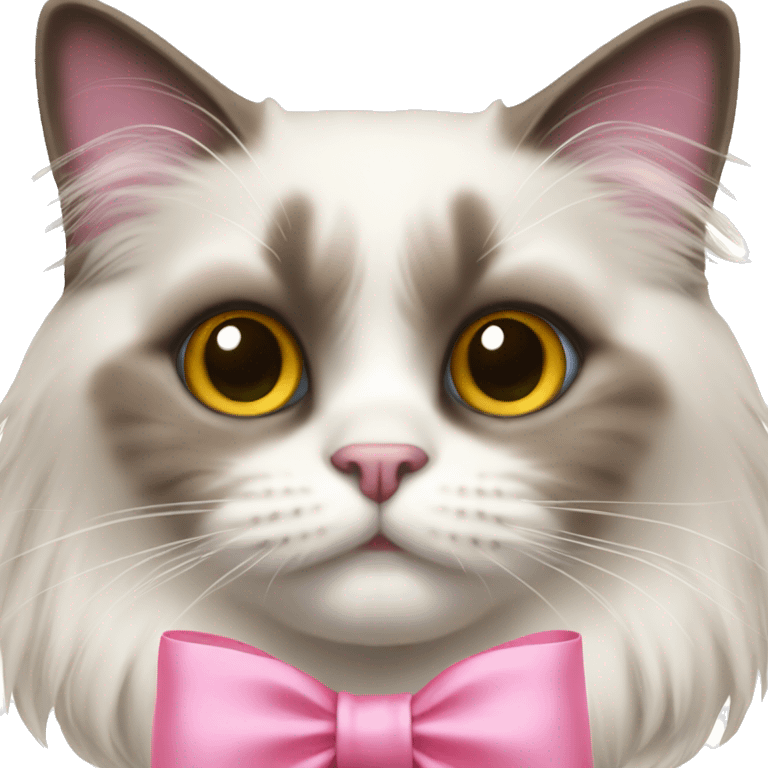 Ragdoll cat with pink bow emoji