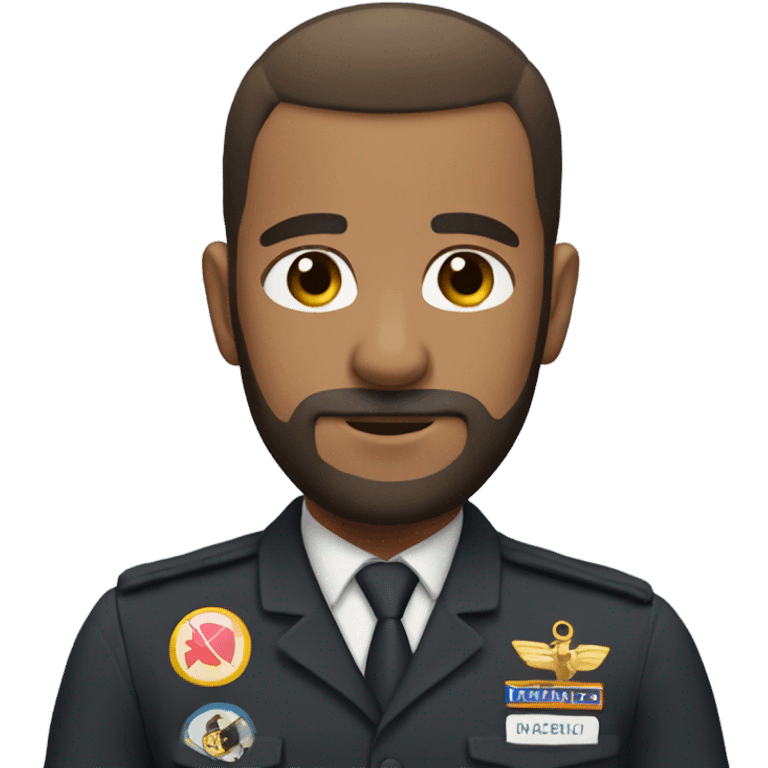 Pilot with buzz cut and a stable beard emoji