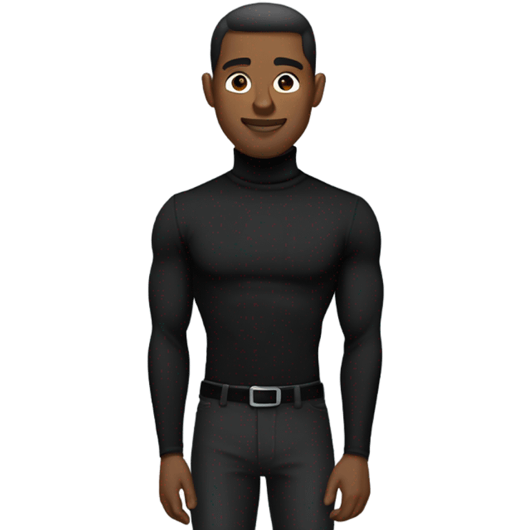 muscle black turtleneck shirt and black pants emoji