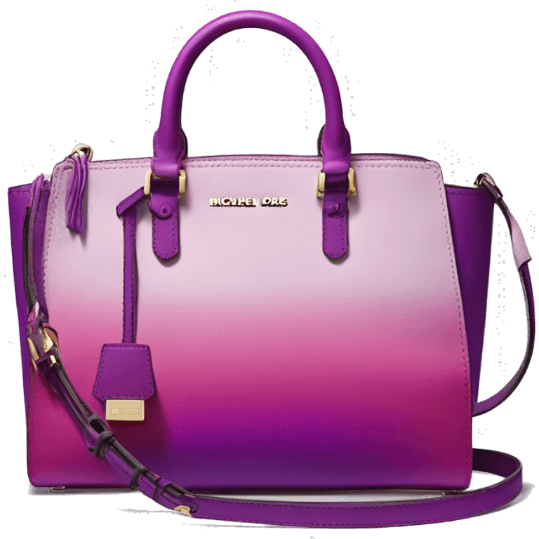 Realistic isolated magenta to purple ombre Michael kors satchel purse without a strap. emoji