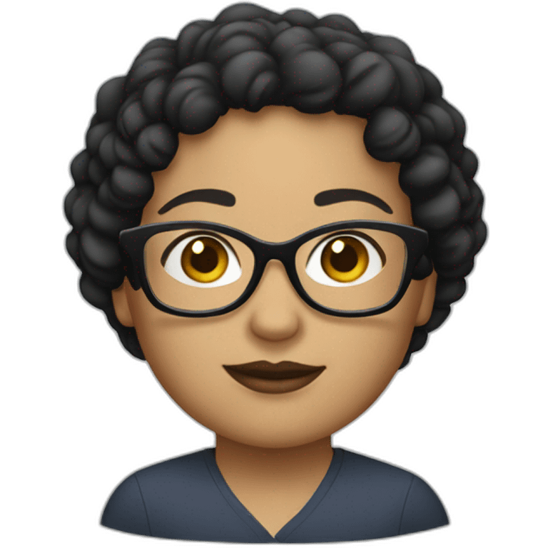 light-skinned woman with short black curly hair and big white glasses emoji