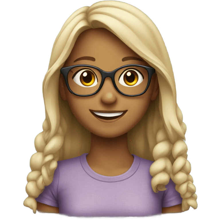 smiling girl with glasses emoji