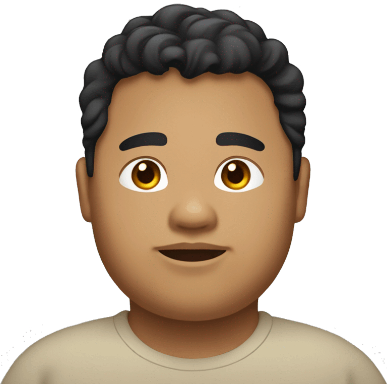 Southeast Asian male with black, wavy hair, light brown skin, and obese. emoji