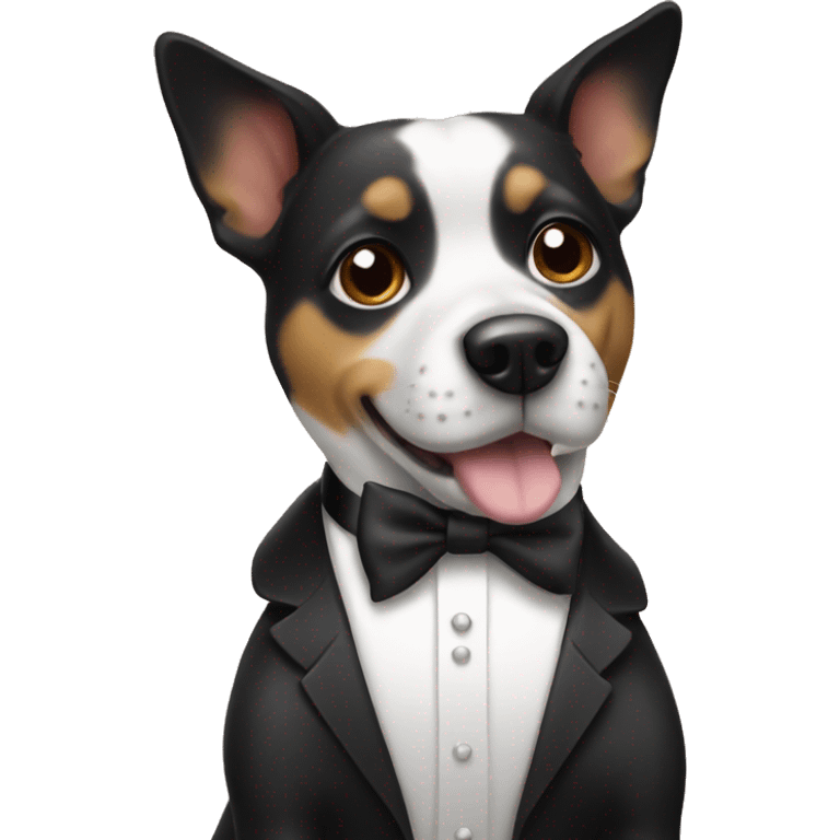 Dog with tuxedo  emoji