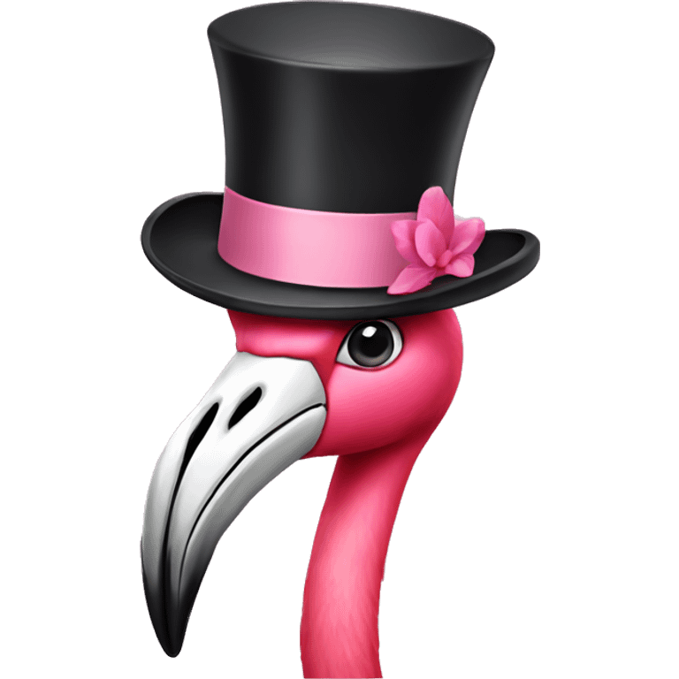 Flamingo top hat emoji