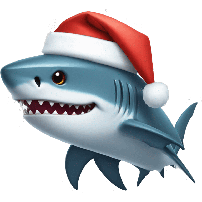 Shark wearing Santa hat emoji