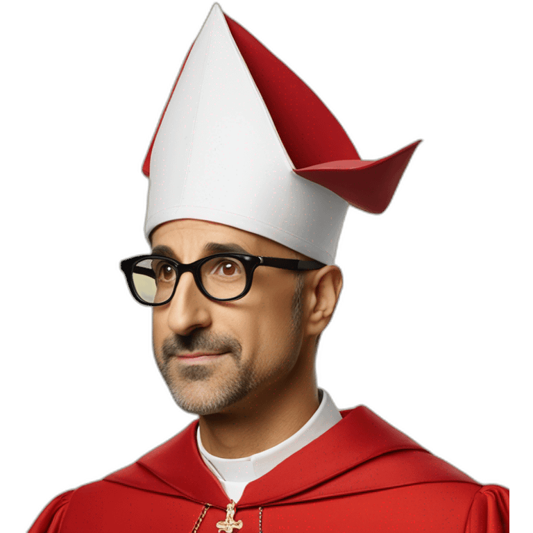 stanley tucci as a religious cardinal hat emoji