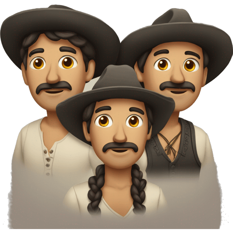 tres amigos. dos mujeres un hombre, una de las mujeres con anteojos emoji