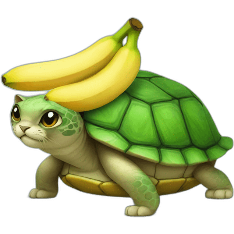 A cat in a turtle eat banana emoji