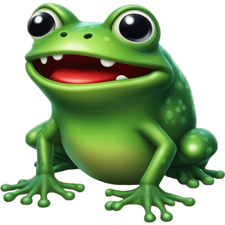 Silly frog with a mysterious red button outside the White House emoji