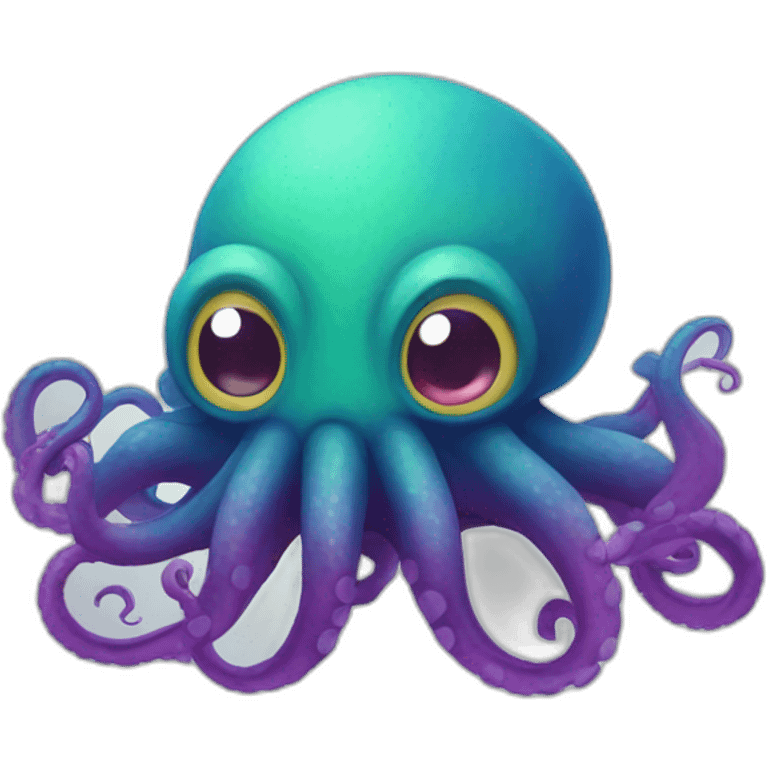 a multi-colored kraken who is afraid emoji