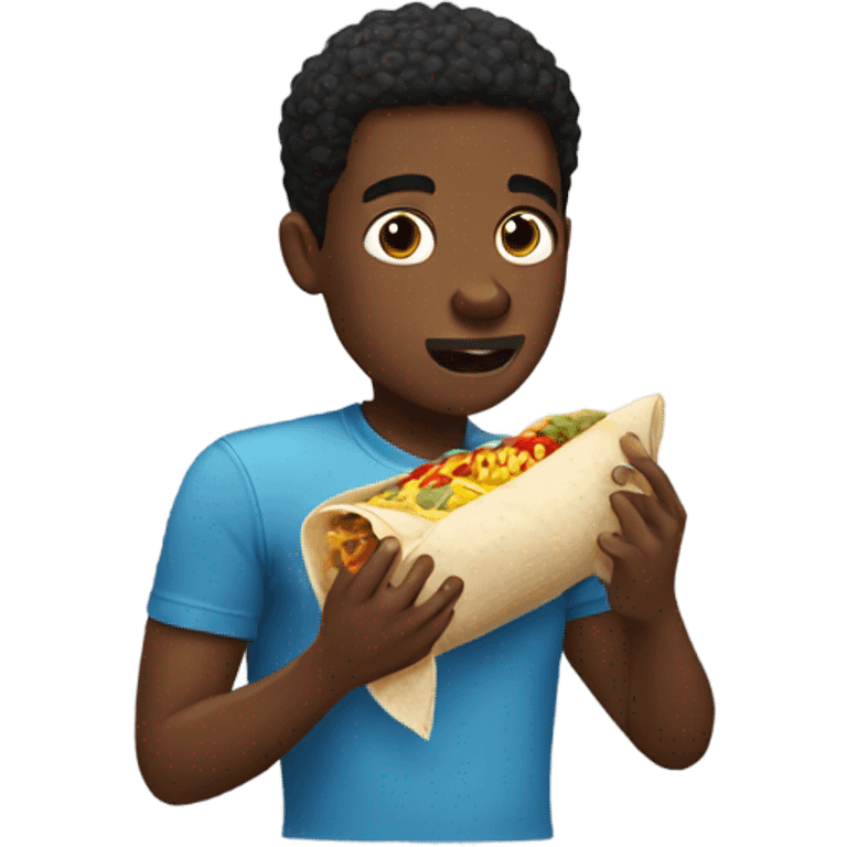 black young man eating a burrito  emoji