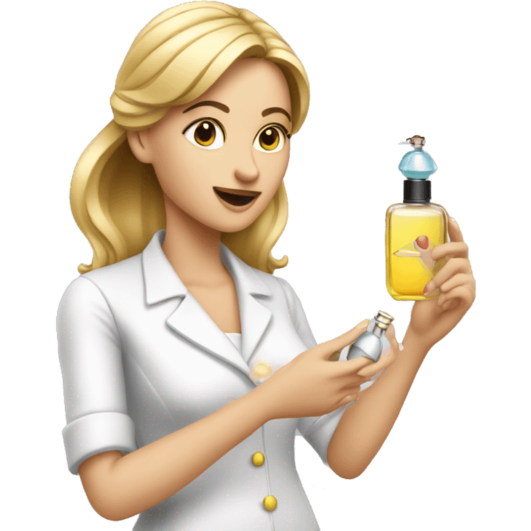 Female Perfumer holding perfume and spraying it emoji