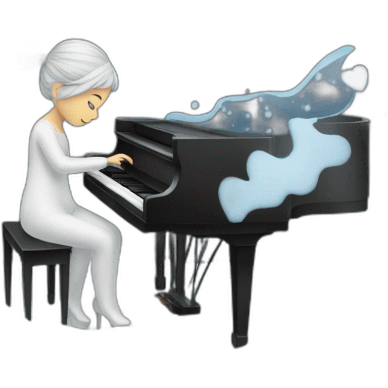 Piano girl playing with the winter inside her heart emoji