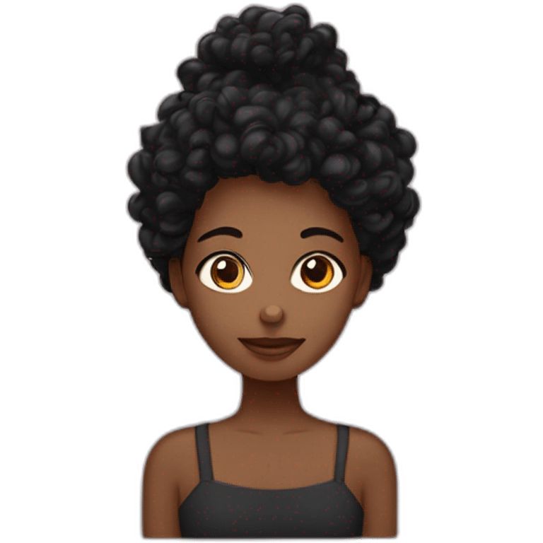 Fille noir au cheveux bouclés long emoji