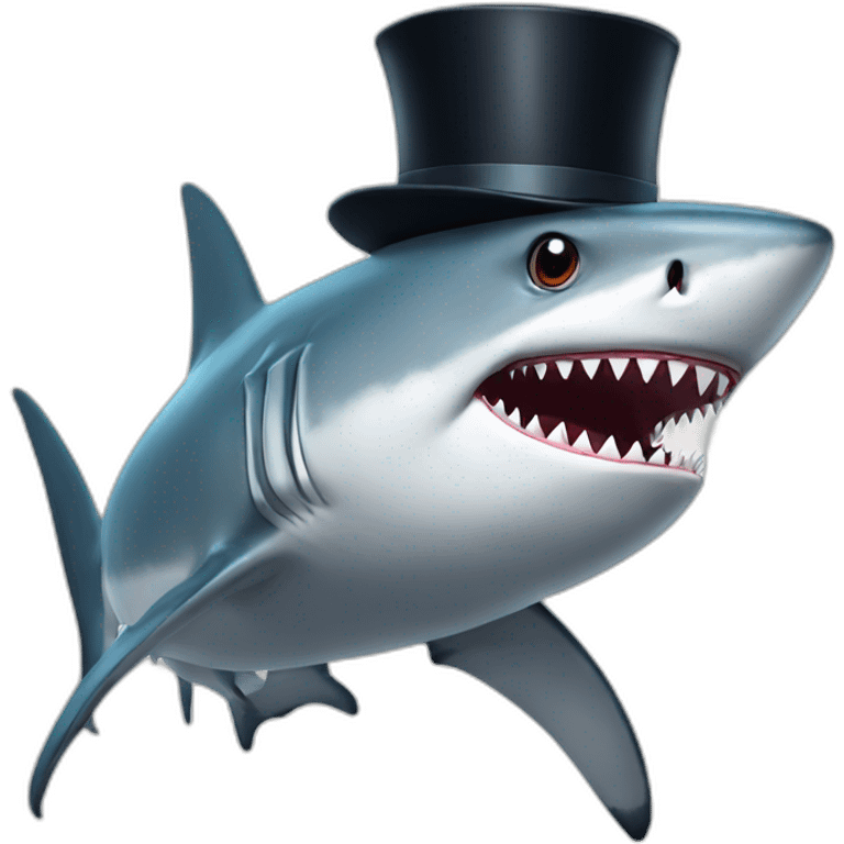 Shark with a top hat emoji